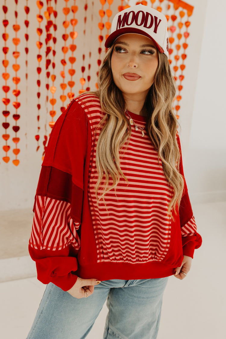 Color Block Striped Valentines Day Sweater