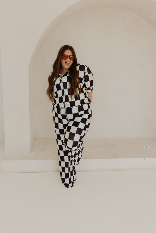 CHECKMATE WIDE LEG PANT (B&W)