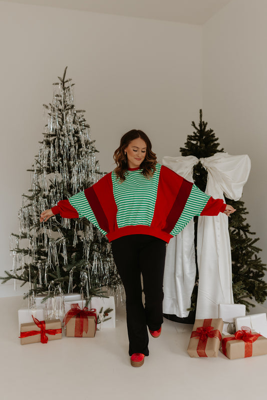 Xmas Vibes Color Block Sweater!!!