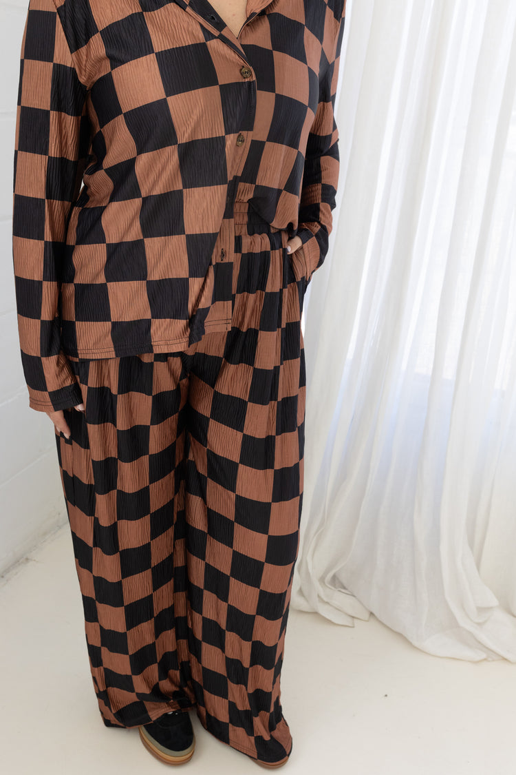 Brown & Black Checkmate Pants