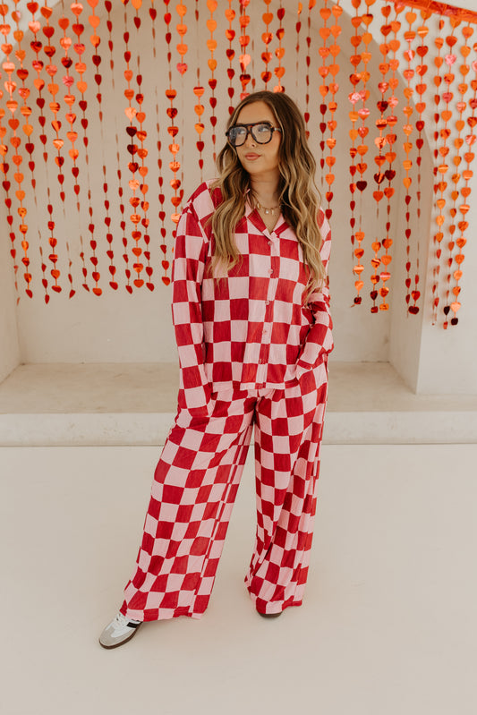 Burgnady & Pink Checkmate PANTS