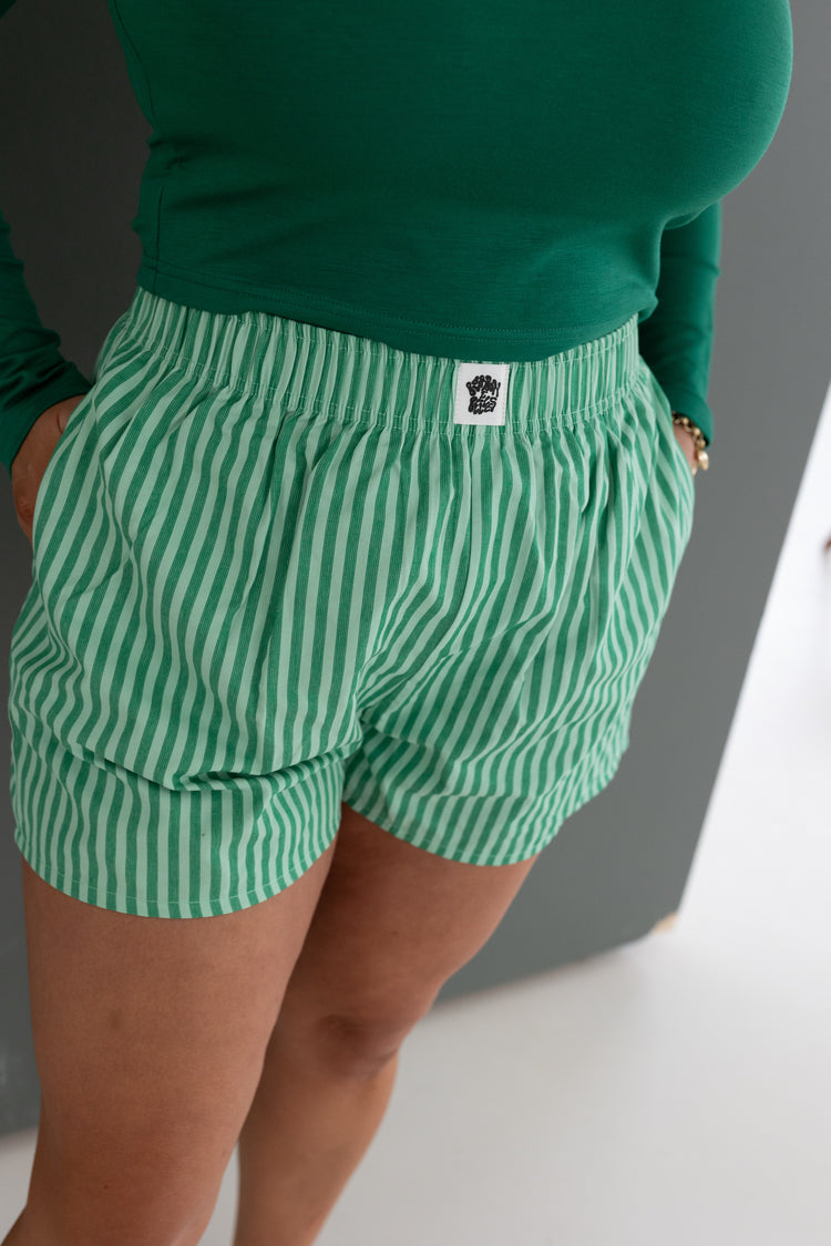 Green Striped Boxer Shorts