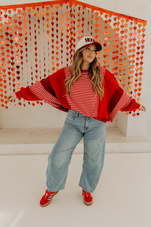 Color Block Striped Valentines Day Sweater