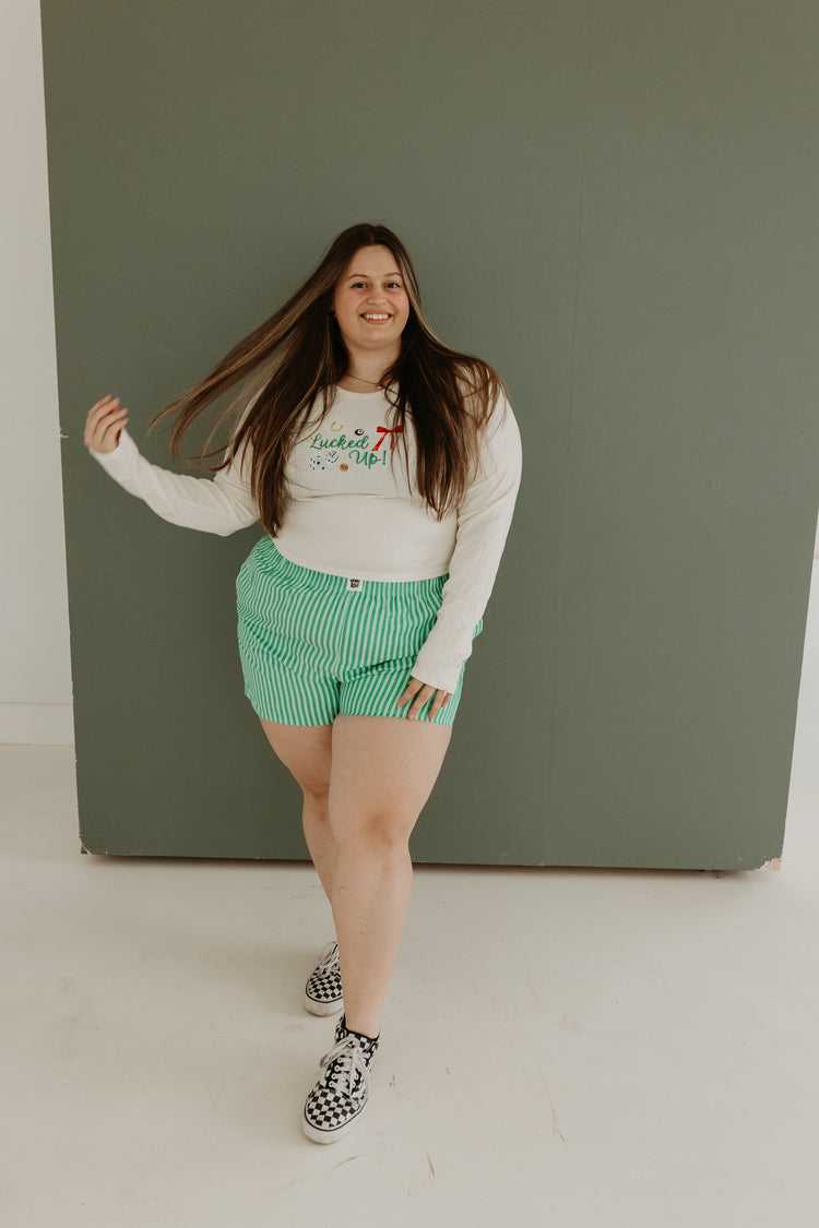 Green Striped Boxer Shorts