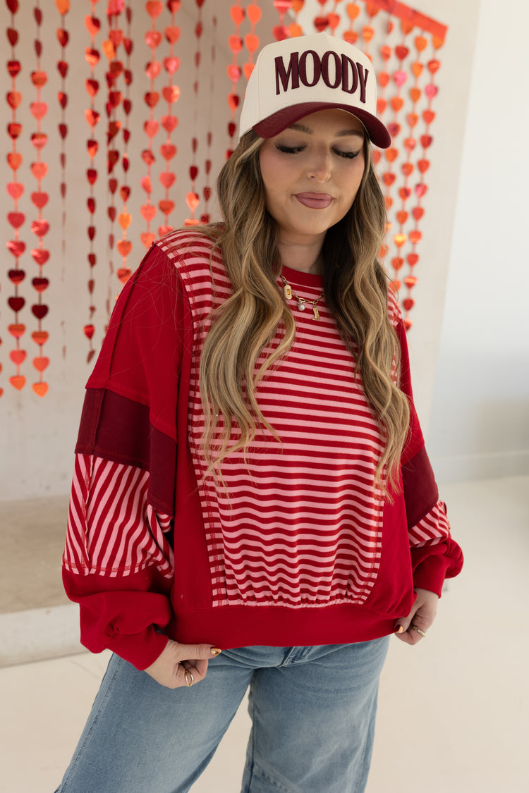 Color Block Striped Valentines Day Sweater