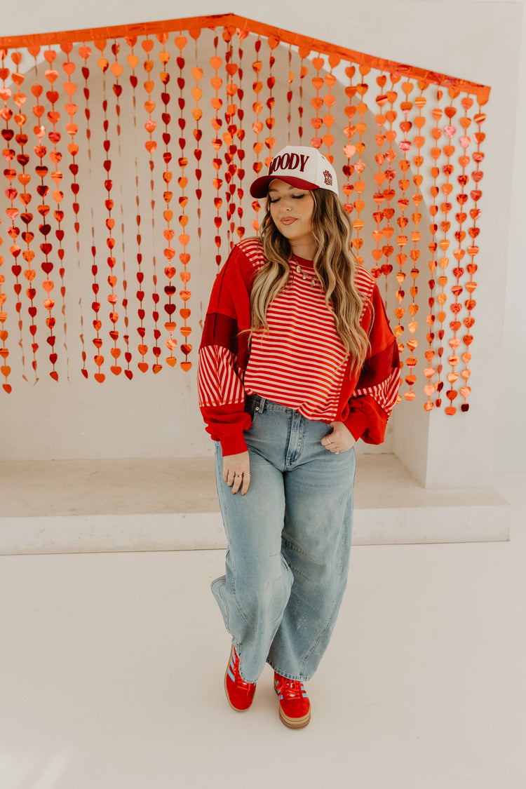 Color Block Striped Valentines Day Sweater