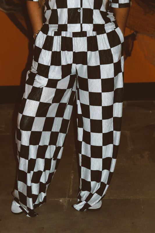 CHECKMATE WIDE LEG PANT (B&W)