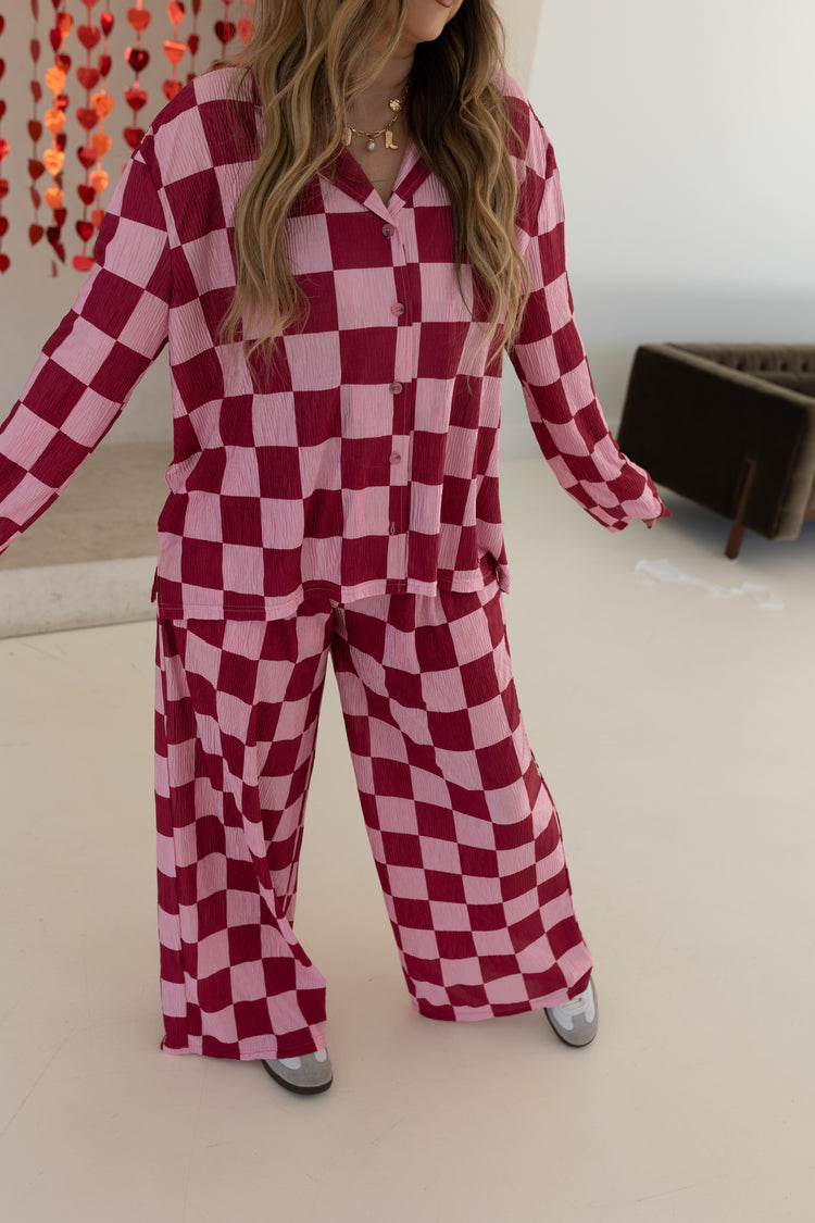 Burgnandy & Pink Checkmate TOP