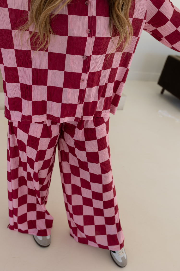 Burgnady & Pink Checkmate PANTS