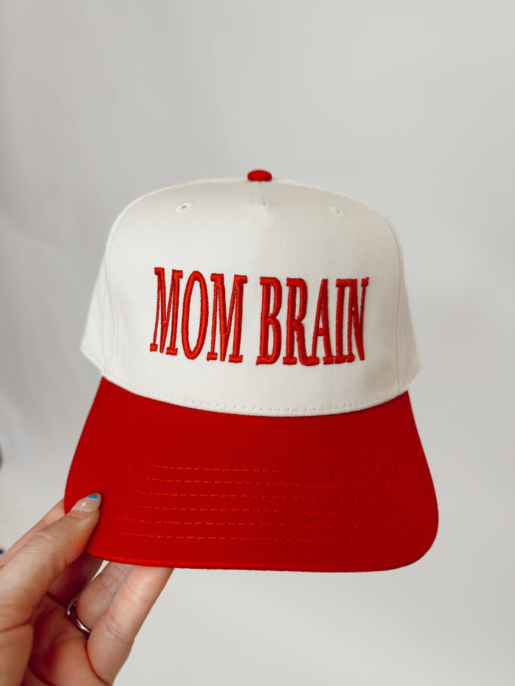 MOM BRAIN RED & KHAKI CAP